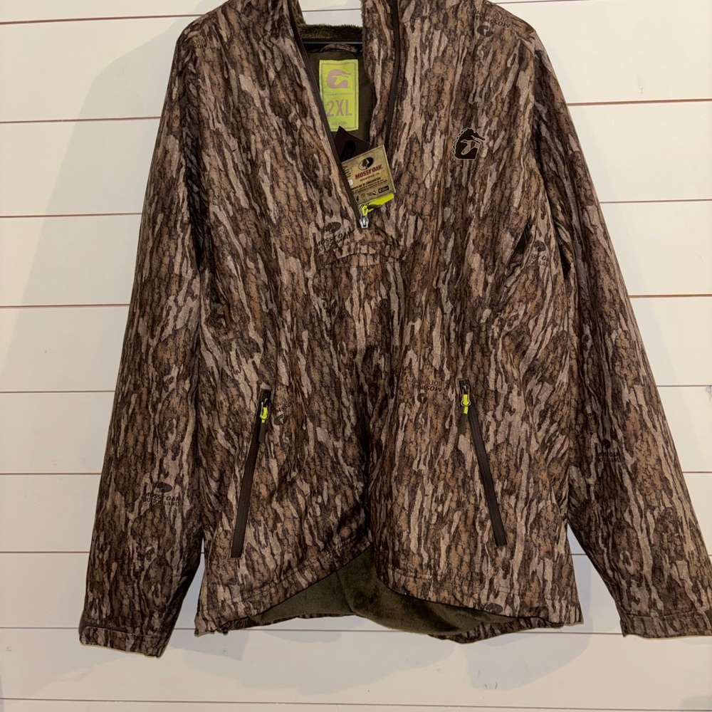 Men's Camo Gator WadersJacket Mossy Oak Bottomland fleece lined hooded pullover